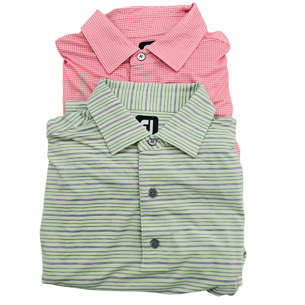 FootJoy Polo Shirts Mens Large Green Pink Indian Hills Country Club Golf Stretch